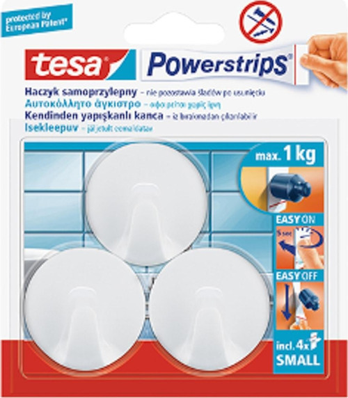 Tchibo Tesa Powerstrips Askı Küçük Trend Kendinden Yapışkanlı, Çıkarılabilir, Beyaz 10000003426