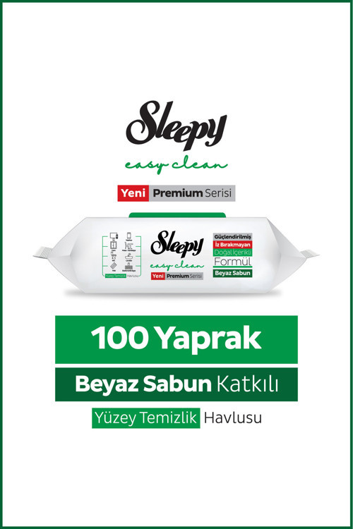 Easy Clean Premium Beyaz Sabun Katkılı Yüzey Temizlik Havlusu Mendili 100 Yaprak