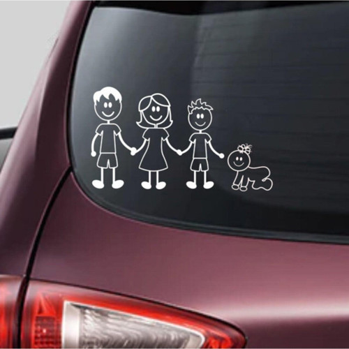 Aile Sticker Anne Baba Ve Erkek Çocuk Ve Kız Bebek Yapıştırma
