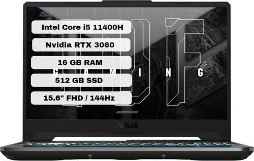 TUF Gaming F15 FX506HM-HN114 Intel i5 -11400H 16 GB 512 GB SSD RTX3060 6 GB 15.6" Freedos