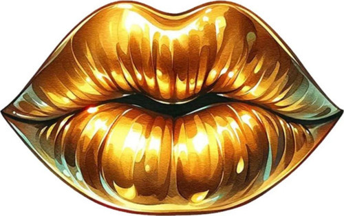 Gold Altın Rujlu Dudak Sticker Araba, Motorsiklet, AraçEtiket Cam Sticker 19CM