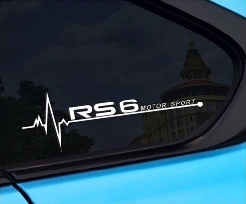 RS6 Yan Cam Sticker Oto Kapı Çıkartma Tuning oto 20 cm x 7 cm yazı 36
