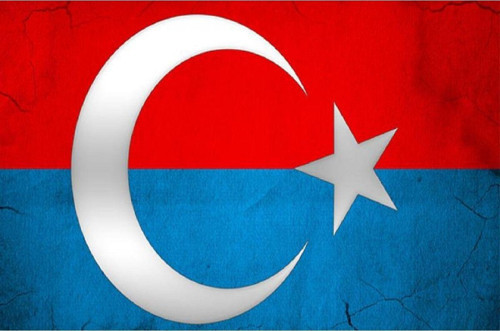 Türk Bayrağı ve Doğu Türkistan Bayrağı Sticker Yapıştırması 20CM