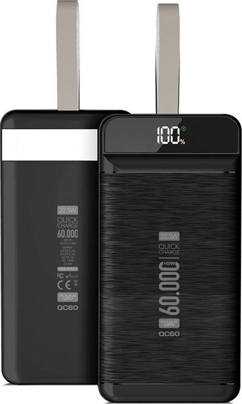 60000 Mah Beyaz Powerbank Qc60 22.5w Kablolu 3.0 Güç Kaynağı Güç Bankası