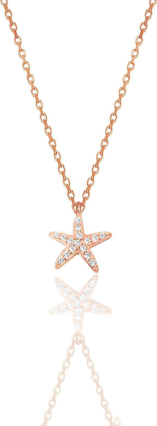 Gümüş rose zirkon taşlı deniz yıldızı kolye