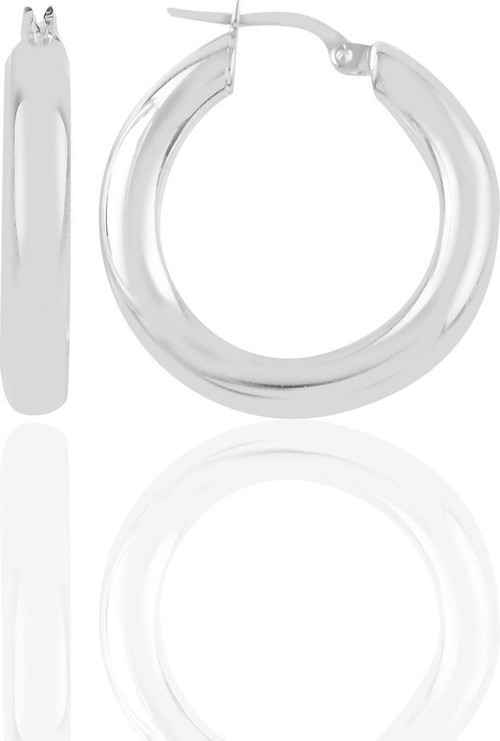 Gümüş 5 mm kalınlığında 29 mm büyüklüğünde kalın gümüş halka küpe