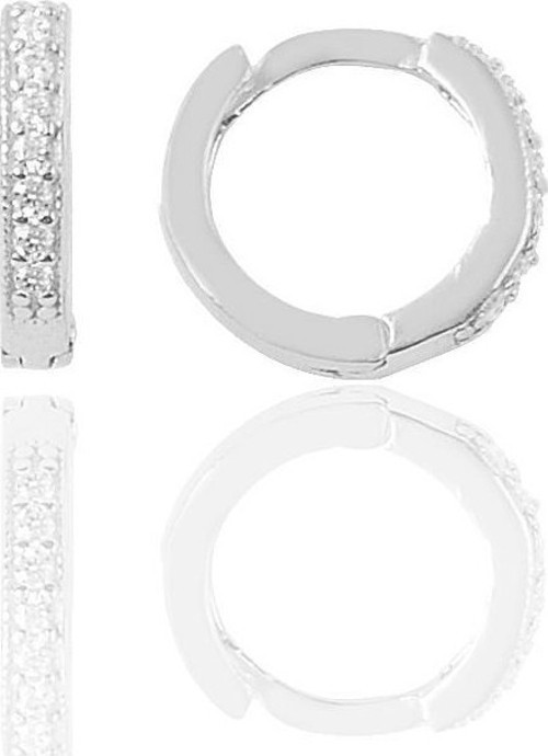 Gümüş rodyumlu zirkon taşlı 9 mm halka küpe Tragus Piercing Helix Kıkırdak Küpesi