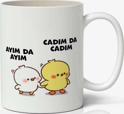 Ayım da Ayım, Cadım da Cadım Sevimli Civcivler Tasarımlı Kupa Bardak Baskılı Kahve Kupa Bardak