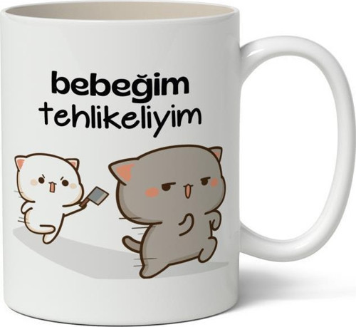 Bebeğim Tehlikeliyim Tasarımlı Kupa Bardak Baskılı Kahve Kupa Bardak