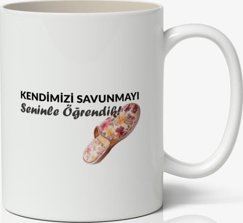 Kendimizi Savunmayı Seninle Öğrendik Yazılı Baskılı Kupa Bardak - Baskılı Kahve Kupa Bardak