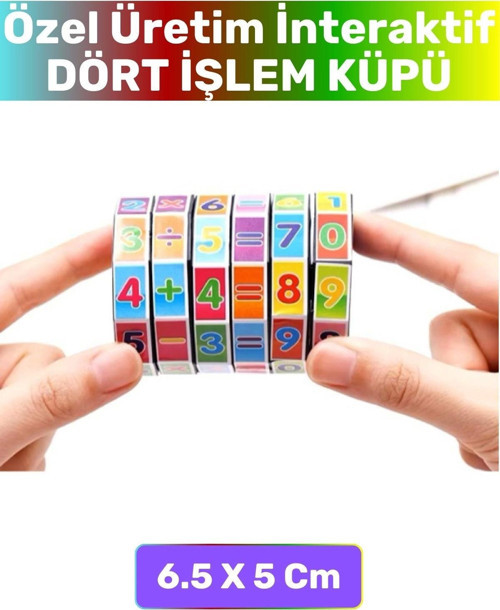 Okul Öncesi Kompakt İnteraktif Matematik Toplama Çıkarma Çarpma Bölme Dört İşlem Eğitici Oyun Küpü
