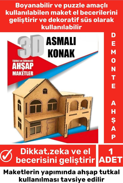 Özel 3D Görsel Zeka Geliştirici Boyanabilir Çocuk Yetişkin Puzzle Dekoratif Demonte Ahşap Oyun Maket