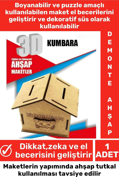 Özel 3D Görsel Zeka Geliştirici Boyanabilir Çocuk Yetişkin Puzzle Dekoratif Demonte Ahşap Oyun Maket