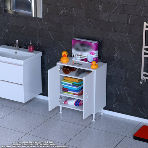 SÖKE Küçük Alanlar İçin Akıllı Çözümler 60x75x32,5 cm’ lik 2 Kapaklı 3 Göz Raf Dolap