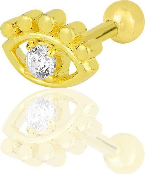 Gümüş altın yaldızlı zirkon taşlı kirpikli göz modeli Tragus helix Piercing küpe