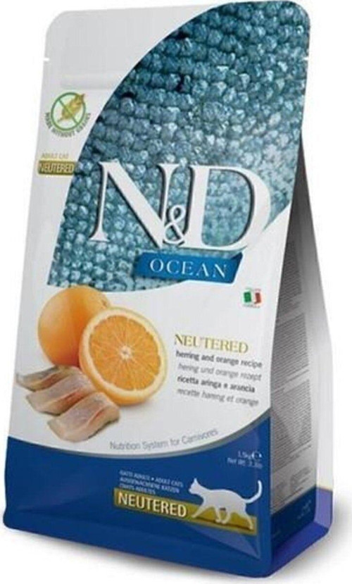 Nd Ocean Ringa Balıklı Ve Portakallı Kısırlaştırılmış Kedi Maması 1,5 Kg