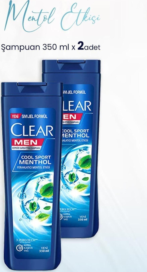 Men Kepeğe Karşı Etkili Şampuan Ferahlatıcı Mentol Etkisi 350 Ml X 2 Adet