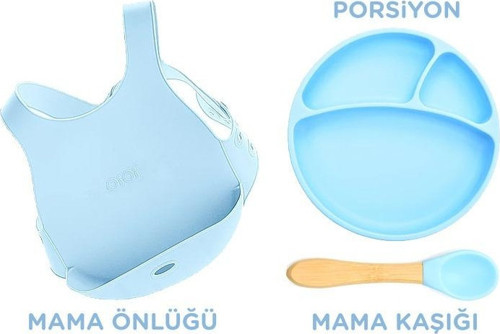 Mavi Beslenme Seti (Tabak+Önlük+1 Kaşık)