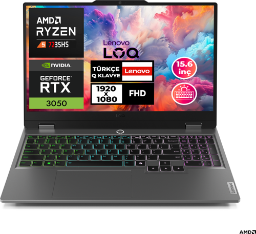LOQ 15ARP9 Ryzen 5-7235HS 16GB 1TB SSD 6 GB RTX3050 15.6" Fdos Gaming Laptop 83JC000QTR 002