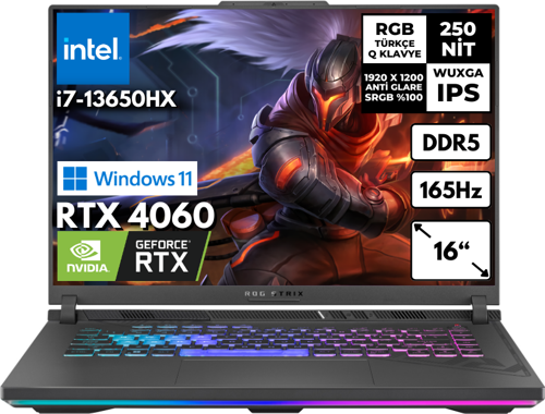 ROG Strix G16 i7-13650HX 64-GBDDR5 1 TBSSD RTX4060 (8 GB) 16" WUXGA Windows 11 Home G614JV-N3242WHMF6