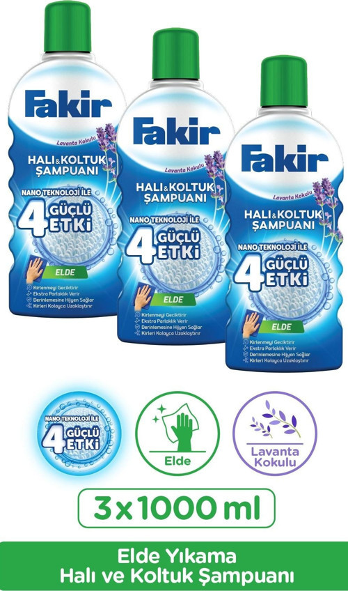 Fakir Elde Lavanta Teknolojili Halı ve Koltuk Şampuanı 1000ml x 3 Adet