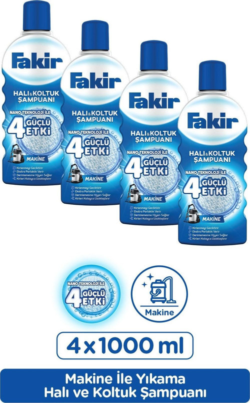 Fakir Makine Klasik Nano Halı ve Koltuk Şampuanı 1000 ml x 4 Adet