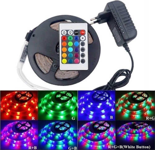 Led Animasyonlu Tak Çalıştır Rgb Şerit Kumandalı Trafolu Rgb Şerit Işık Aydınlatma 5 Metre Rnkli Led