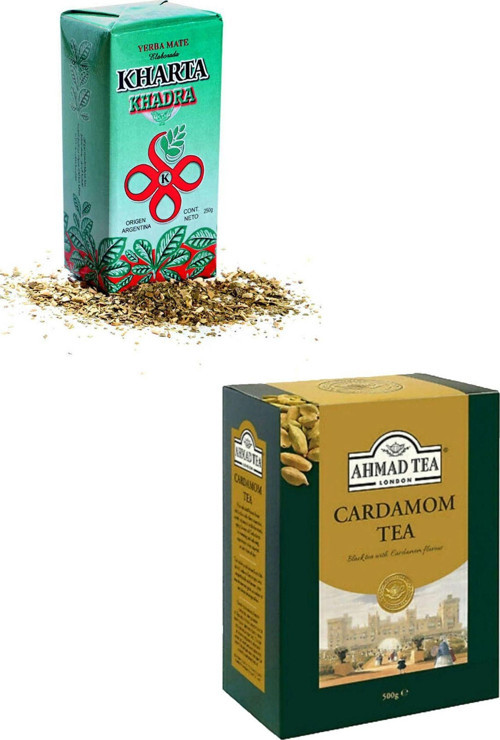 Yeşil Yapra Mate Çayı 250Gr+Ahmad Tea Cardamom "Kakule Dökme Çay" 450 Gr