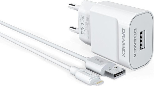 D21L 2.1A 1mt USB-A - Lightning Kablolu 1xUSB-A Port Çıkışlı Şarj Cihazı - Beyaz