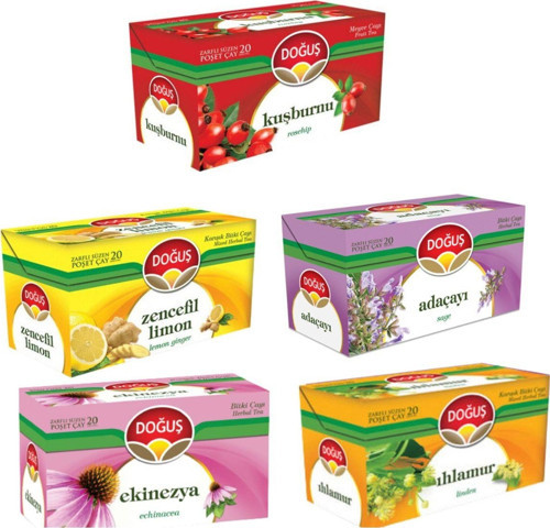 Kış Çayları Serisi (Zencefil Limon-Ihlamur-Adaçayı-Kuşburnu-Ekinezya)5X20'Li