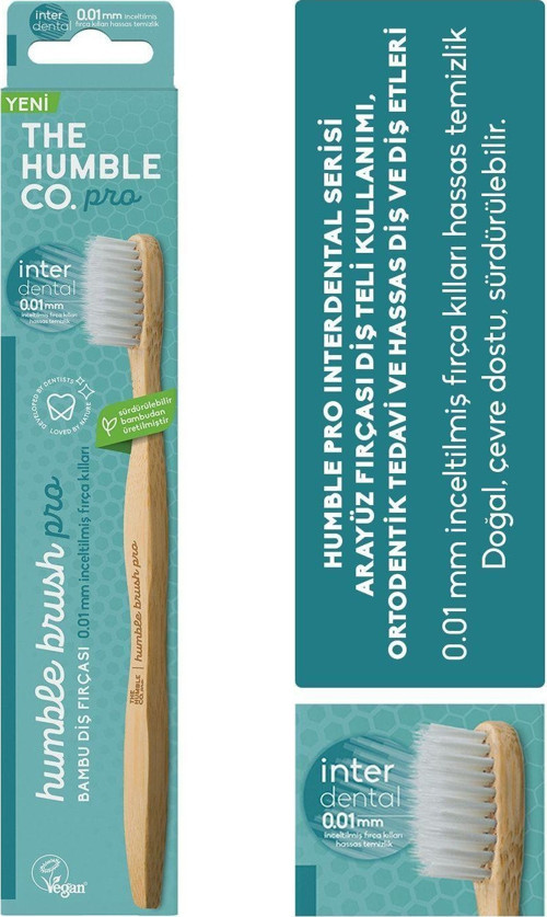 The Humble Co Pro Serisi Interdental Bambu Diş Fırçası, 0.01 Mm Inceltilmiş Fırça Kılları