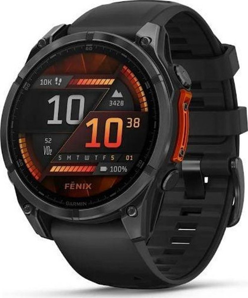 Fenix 8 - 47 mm, AMOLED - Slate Gri, Siyah Silikon Kayışlı