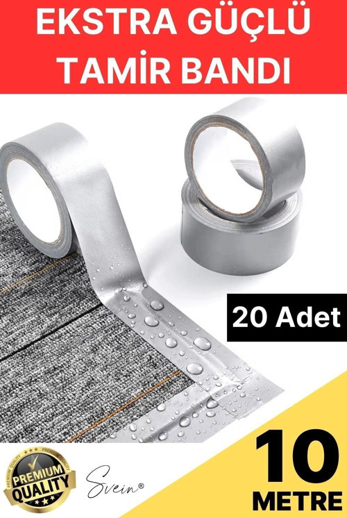 20 Adet 10 Mt Gri Lifli Tamir Takviye Onarım Bandı Su Geçirmez Sızdırmaz Kuvvetli Dayanıklı Çatlak
