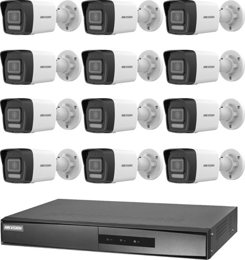 12 Kameralı 2 Mp Hybrid Light İp Güvenlik Kamera Seti DS-2CD1023G2-LIUF (Dahili Mikrofonlu)