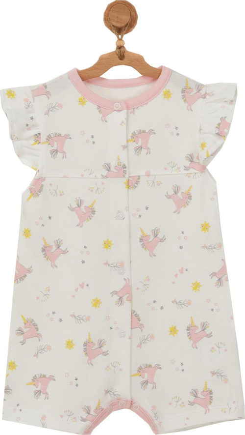 Kız Bebek Unicorn Motifli Önden Çıt Çıtlı Tulum AC22722