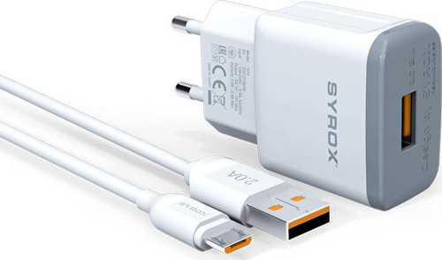 Q20 2.0A 1mt USB-A - Micro USB Kablolu 1xUSB-A Port Çıkışlı Şarj Cihazı - Beyaz