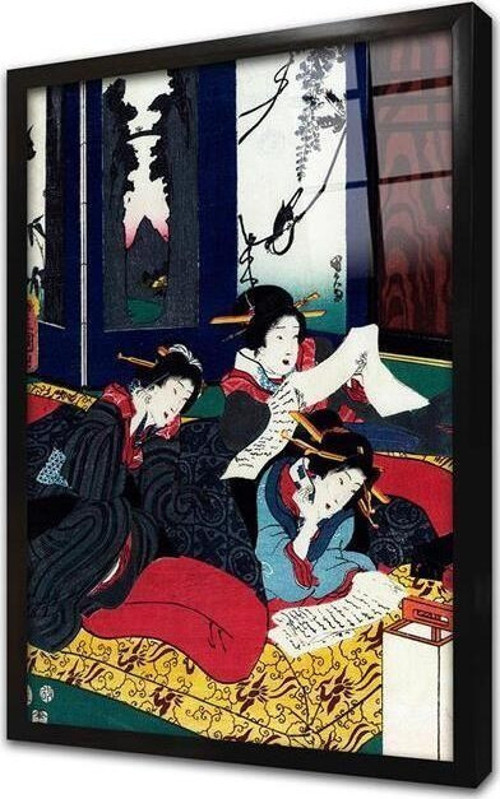 Aşk Mektubu Japon Sanatı Çerçeveli Cam Tablo