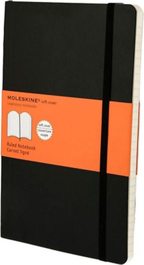 Klasik Büyük Boy Yumuşak Kapak Çizgili Defter Siyah
