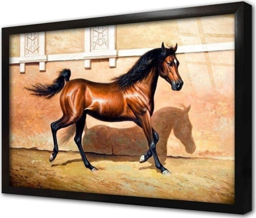 Duran Kahverengi At Çerçeveli Cam Tablo 50x70 cm