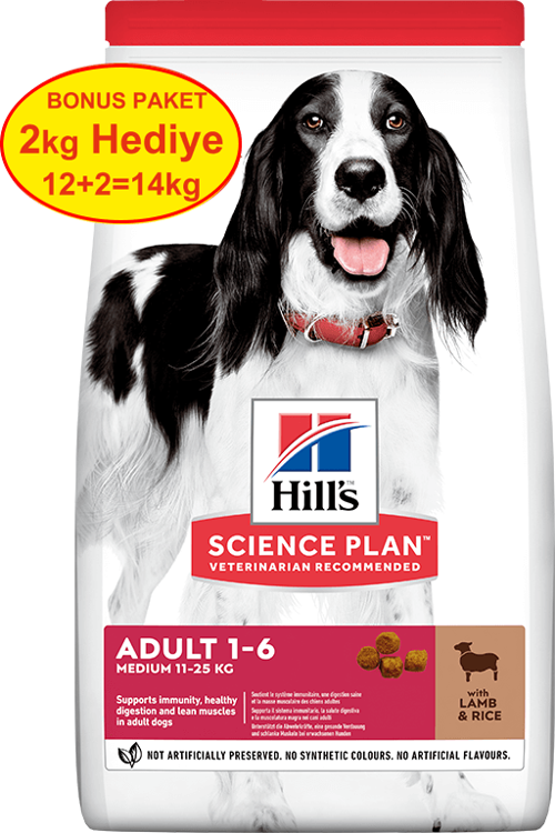 Hills Kuzu Etli Orta Irk Yetişkin Köpek Maması 12+2 Kg Hediyeli
