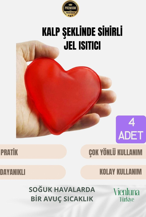 Çok Amaçlı Soğuk Havalarda Kalp Şeklinde Sihirli Jel El Sıcak Tutan Isıtıcı Torba Cep Sobası 4 Adet