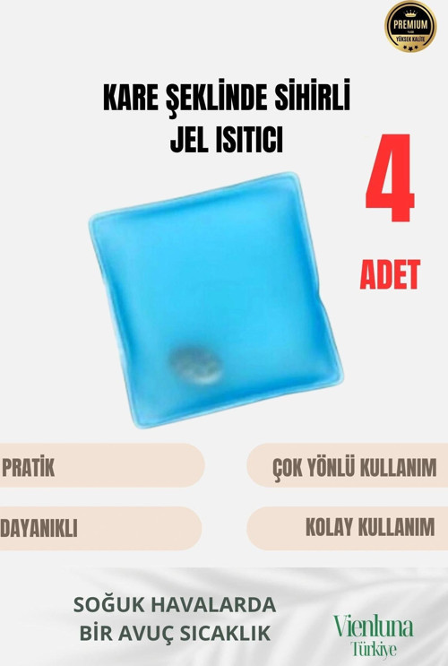 Çok Amaçlı Soğuk Havalarda Kare Şeklinde Sihirli Jel El Sıcak Tutan Isıtıcı Torba Cep Sobası 4 Adet