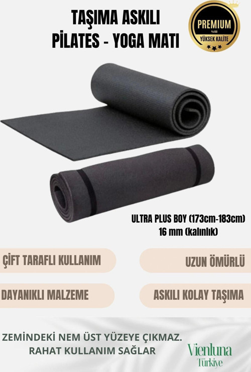 Lüks İki Yüzeyli Kayma Önleyici Silinebilir Hijyenik Yoga Minderi Pilates Meditasyon Matı 16 mm