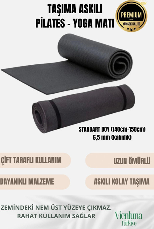 Lüks İki Yüzeyli Kayma Önleyici Silinebilir Hijyenik Yoga Minderi Pilates Meditasyon Matı 6,5 mm