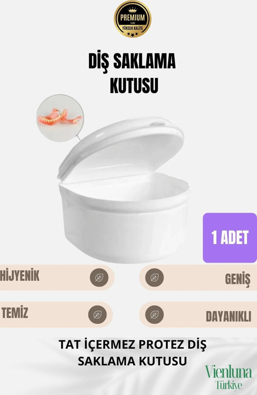 Yüksek Kalite Uzun Ömürlü Plastik Hijyenik Tat İçermez Protez Diş Saklama Kutusu Geniş Boy 1 Adet
