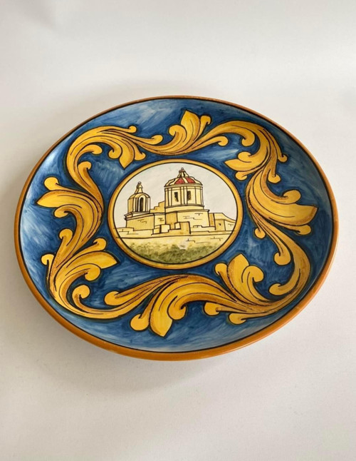 El Yapımı Damgalı Dekoratif Seramik Duvar Tabağı 32cm