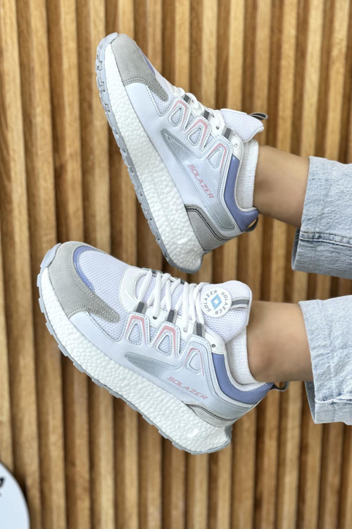 Kadın Bej Gri Ortopedik Confort Taban fileli Sneaker Günlük Spor Ayakkabı 029 SLZ00046