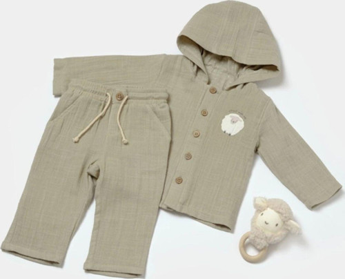 Organik Kapüşonlu Ceke T& Pantolon Set Yeşil 12-18 Ay