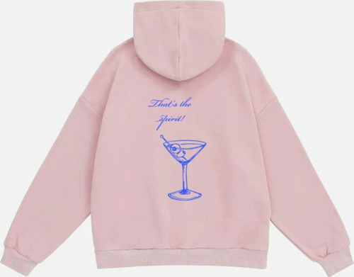 Kadın That'S The Sprit Baskılı Kapüşonlu Polarlı Oversize Sweatshirt Pembe M