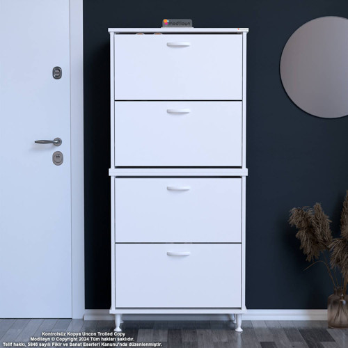 UMAY' 2 Li Antre Hol 52 x 160 x 25, 5 cm’ lik 4 Düşer Kapak 8 Göz Bölmeli Ayakkabılık